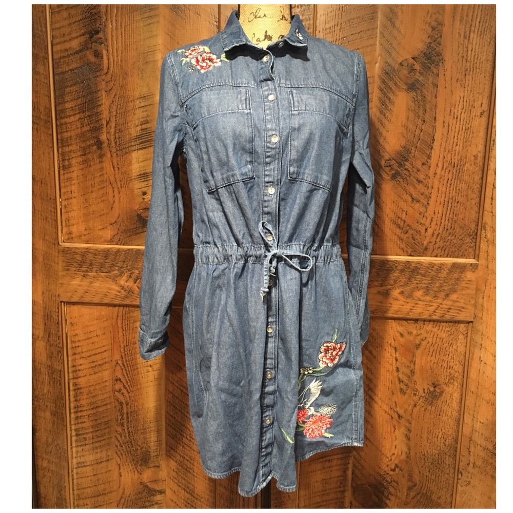 Divided by H&M Denim Embroidered Dress Size 8